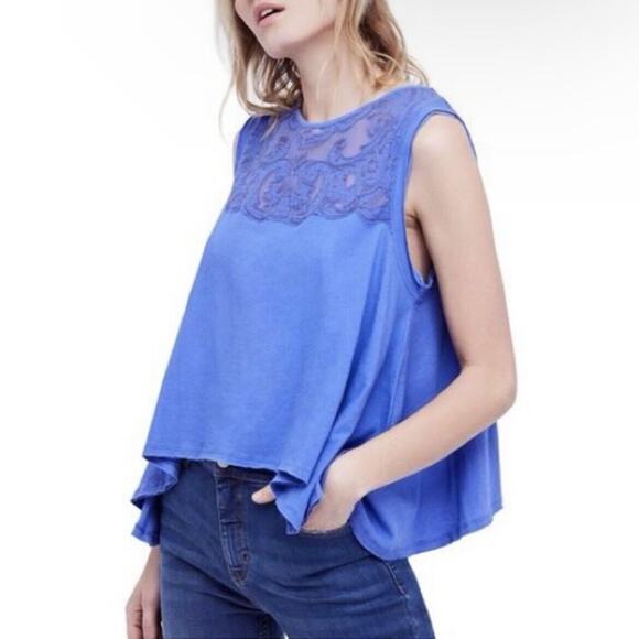FREE PEOPLE Top Meant To Be Cutout Embroidered Tee Top OB778759 *Flaw - Picture 13 of 13